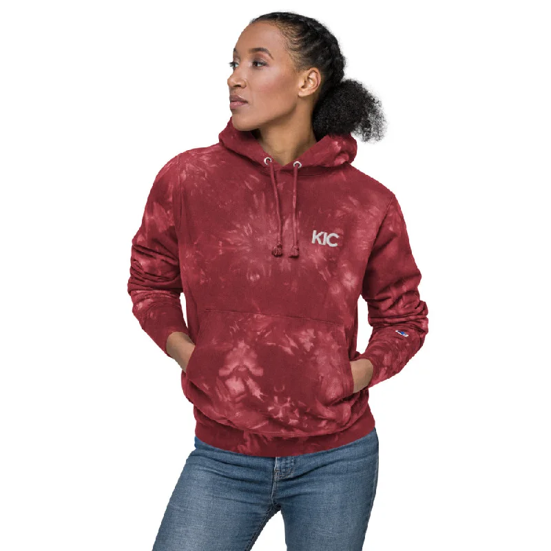 Women's hoodie with a kangaroo pocket and a pom - pom drawstring for added charmChampion Tie-Dye Hoodie Women's hoodie with a kangaroo pocket and a pom - pom drawstring for added charmChampion Tie-Dye Hoodie