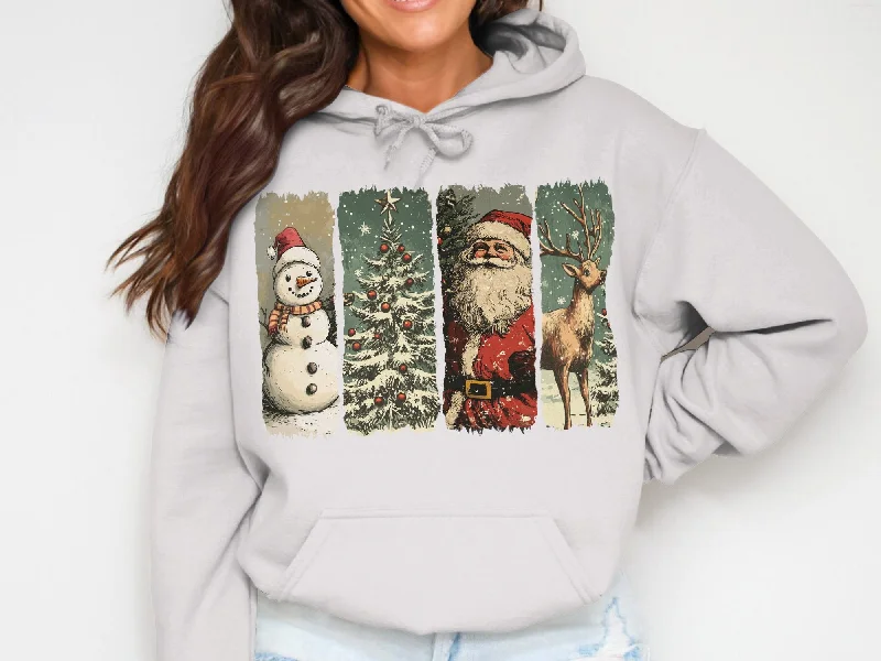 Women's pullover hoodie with a side slit for a modern and relaxed fitVintage Christmas Cotton Hoodie Women's pullover hoodie with a side slit for a modern and relaxed fitVintage Christmas Cotton Hoodie
