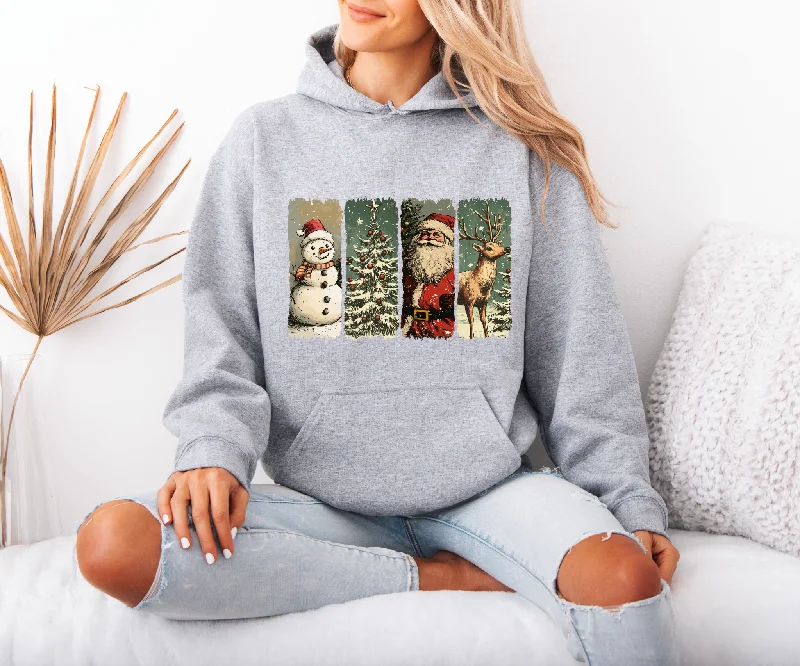 Women's cropped sweatshirt with a lace - trimmed hem for a romantic lookVintage Christmas Oversized Hoodie Women's cropped sweatshirt with a lace - trimmed hem for a romantic lookVintage Christmas Oversized Hoodie