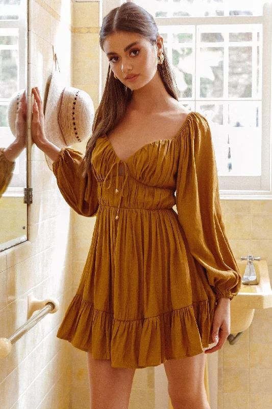 Mini Women Dress with a Short Hem for a Young and Trendy StyleVista Del Mar Tied Bust Mini Dress Tan Mini Women Dress with a Short Hem for a Young and Trendy StyleVista Del Mar Tied Bust Mini Dress Tan