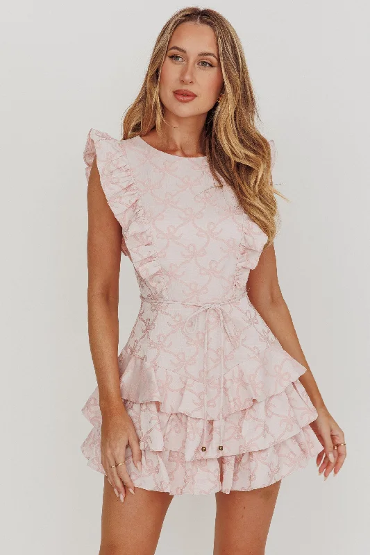 Long - Sleeve Women Dress in Velvet for a Luxurious Winter LookWeekend Muse Sleeveless Layered Frill Romper Pink Long - Sleeve Women Dress in Velvet for a Luxurious Winter LookWeekend Muse Sleeveless Layered Frill Romper Pink