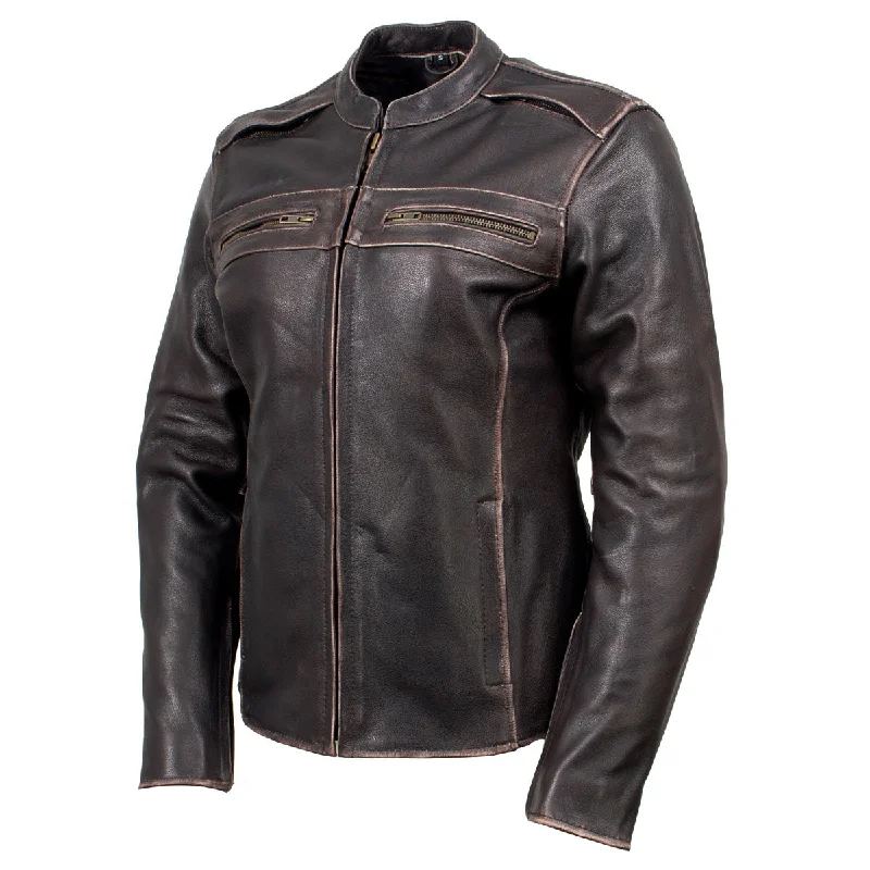 Women's long - length wool blend jackets for a warm and stylish winter lookXelement XS2002 Women's 'Temptress' Distress Brown Leather Armored Motorcycle Biker Jacket Women's long - length wool blend jackets for a warm and stylish winter lookXelement XS2002 Women's 'Temptress' Distress Brown Leather Armored Motorcycle Biker Jacket