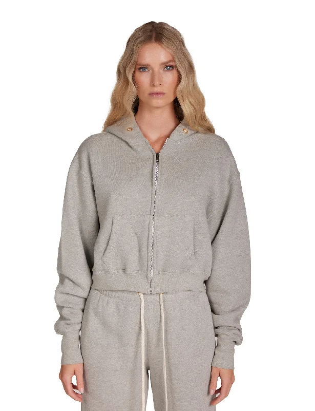 Women's crew - neck sweatshirt in a heather gray shade for a classic and versatile optionZendaya Crop Zip Hoodie Women's crew - neck sweatshirt in a heather gray shade for a classic and versatile optionZendaya Crop Zip Hoodie