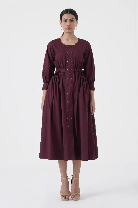 Halter Neck Women Dress to Show Off the Shoulders and Neckline Halter Neck Women Dress to Show Off the Shoulders and Neckline Euphoric - Double button placket dress - Wine Halter Neck Women Dress to Show Off the Shoulders and Neckline Halter Neck Women Dress to Show Off the Shoulders and Neckline Euphoric - Double button placket dress - Wine