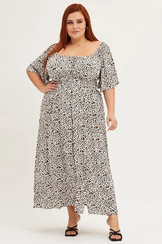 Midi dresses with asymmetric hems for a fashion - forward and dynamic appearanceAnimal Print Short Sleeve Midi Dress Midi dresses with asymmetric hems for a fashion - forward and dynamic appearanceAnimal Print Short Sleeve Midi Dress