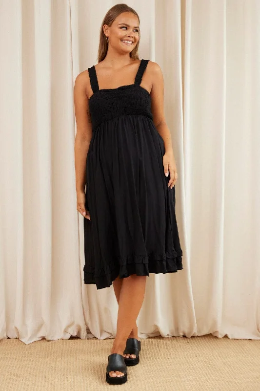 Midi dresses with keyhole backs for a flirty and unexpected detailBlack Midi Dress Square Neck Sleeveless Midi dresses with keyhole backs for a flirty and unexpected detailBlack Midi Dress Square Neck Sleeveless