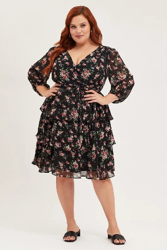 Midi dresses with ruffled hems for a romantic date nightFloral Print Midi Dress V-neck Long Sleeve Midi dresses with ruffled hems for a romantic date nightFloral Print Midi Dress V-neck Long Sleeve