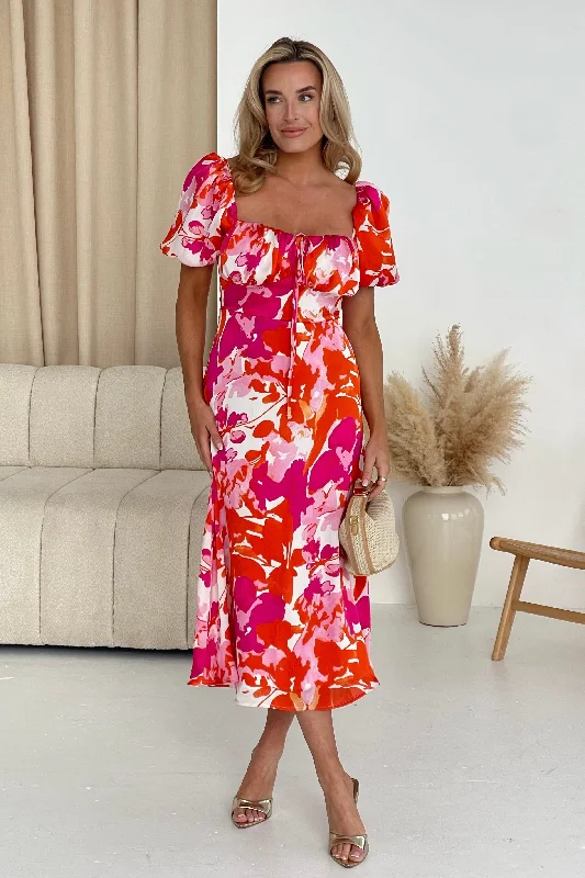 Midi dresses with wrap - around skirts for a customizable fitJemima Square Neck Midi Dress Red Floral Midi dresses with wrap - around skirts for a customizable fitJemima Square Neck Midi Dress Red Floral