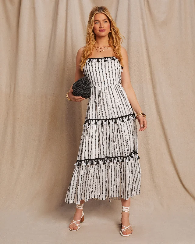Sheath midi dresses with beaded embellishments for a formal occasionPaislee Tassel Striped Tiered Midi Dress Sheath midi dresses with beaded embellishments for a formal occasionPaislee Tassel Striped Tiered Midi Dress