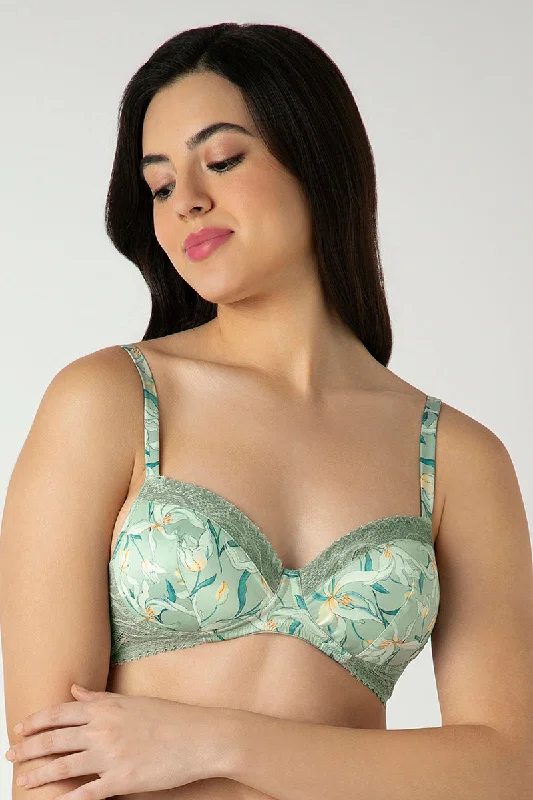 plunge t - shirt bras for a sleek appearanceDemure Padded Non-Wired Demi Bra - Tulip Harmony Print plunge t - shirt bras for a sleek appearanceDemure Padded Non-Wired Demi Bra - Tulip Harmony Print