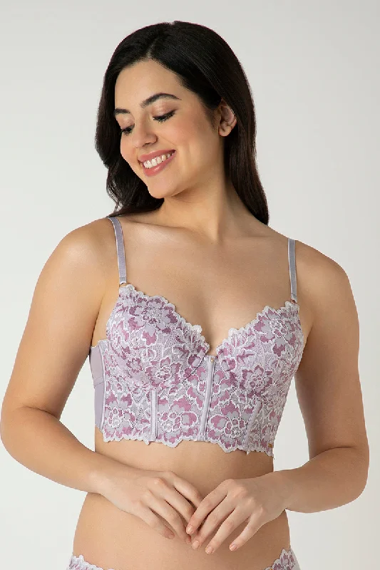 convertible sports bras for versatile useFemme Lace Padded Non-Wired Longline Bra - Thistle convertible sports bras for versatile useFemme Lace Padded Non-Wired Longline Bra - Thistle