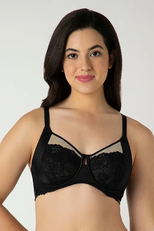 balconette bras for a sexy necklineGlam Floral Non-Padded Wired Minimizer Bra - Black balconette bras for a sexy necklineGlam Floral Non-Padded Wired Minimizer Bra - Black