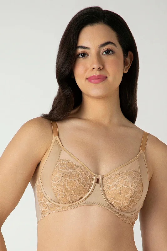 supportive sports bras for runningGlam Floral Non-Padded Wired Minimizer Bra - Cornstalk supportive sports bras for runningGlam Floral Non-Padded Wired Minimizer Bra - Cornstalk