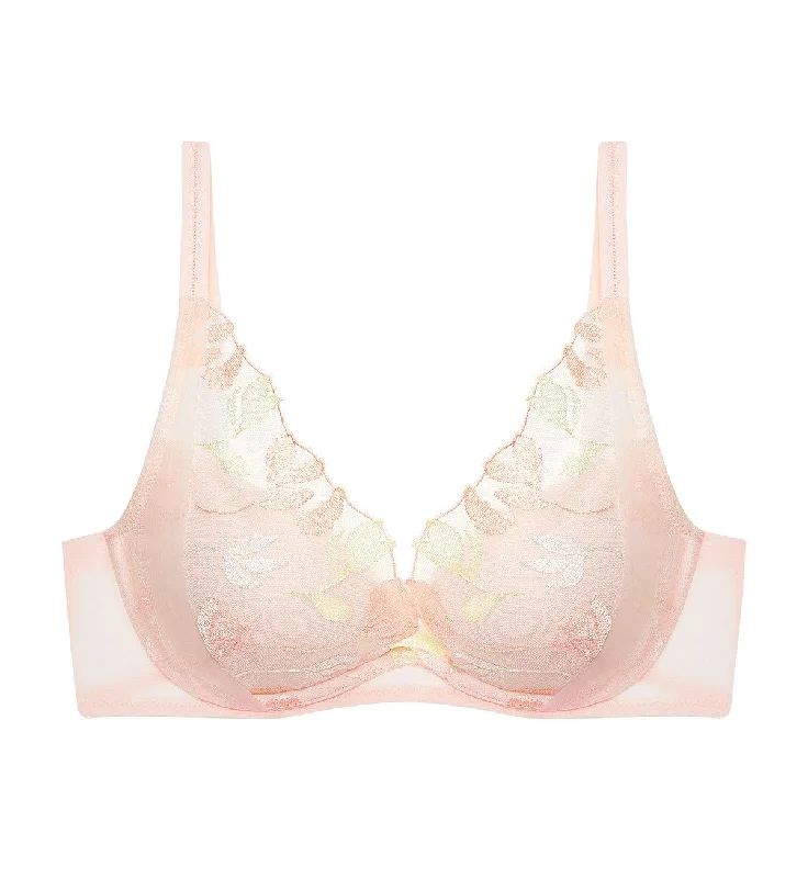 seamless sports bras for minimal chafingSPRING EMBROIDERY WIRED PUSH UP BRA