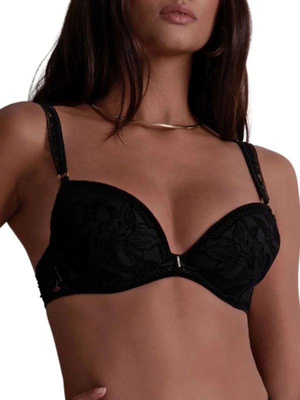 Push up bras with front closure​Coeur A Corps Plunge Push Up Bra - Noir