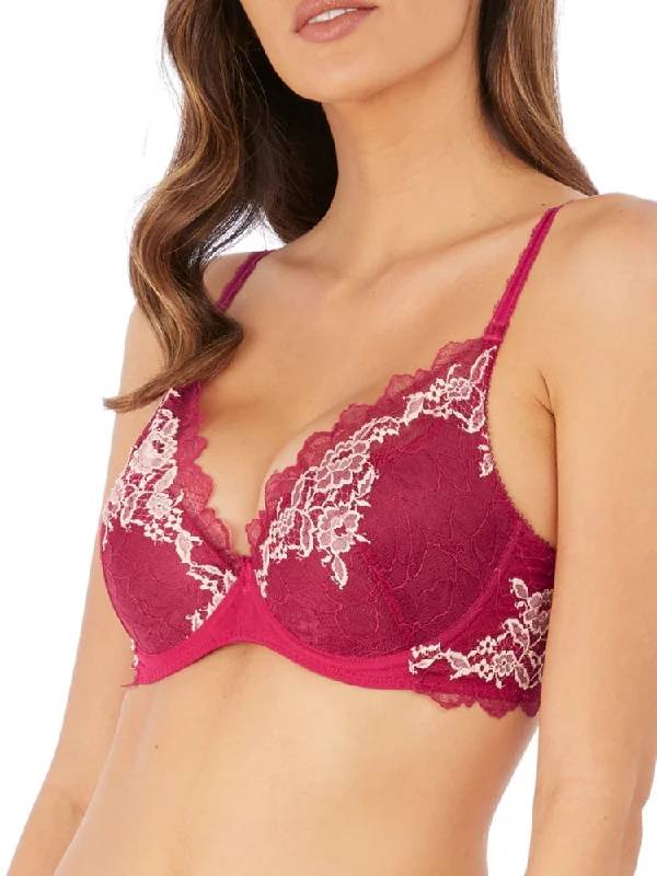 Plus size push up bras for enhanced supportLace Perfection Plunge Push Up Bra - Cerise Plus size push up bras for enhanced supportLace Perfection Plunge Push Up Bra - Cerise