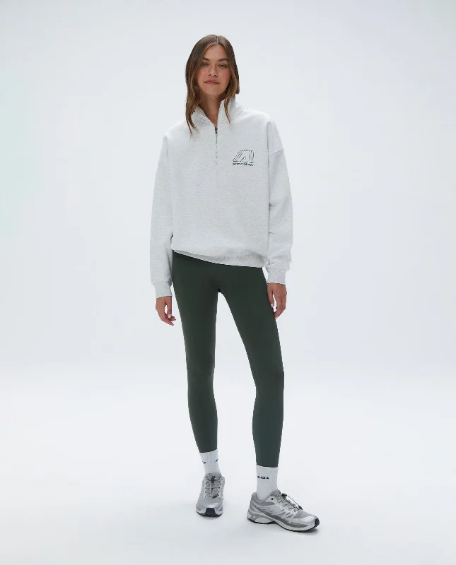 moisture wicking women sport bra for dryness"A" Oversized Funnel Neck Zip Sweatshirt - Light Grey Melange/Dark Olive moisture wicking women sport bra for dryness"A" Oversized Funnel Neck Zip Sweatshirt - Light Grey Melange/Dark Olive
