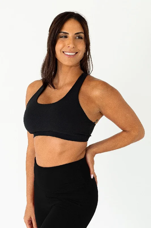 colorful women sport bra for a stylish lookCrossed Back Sports Bra | Black