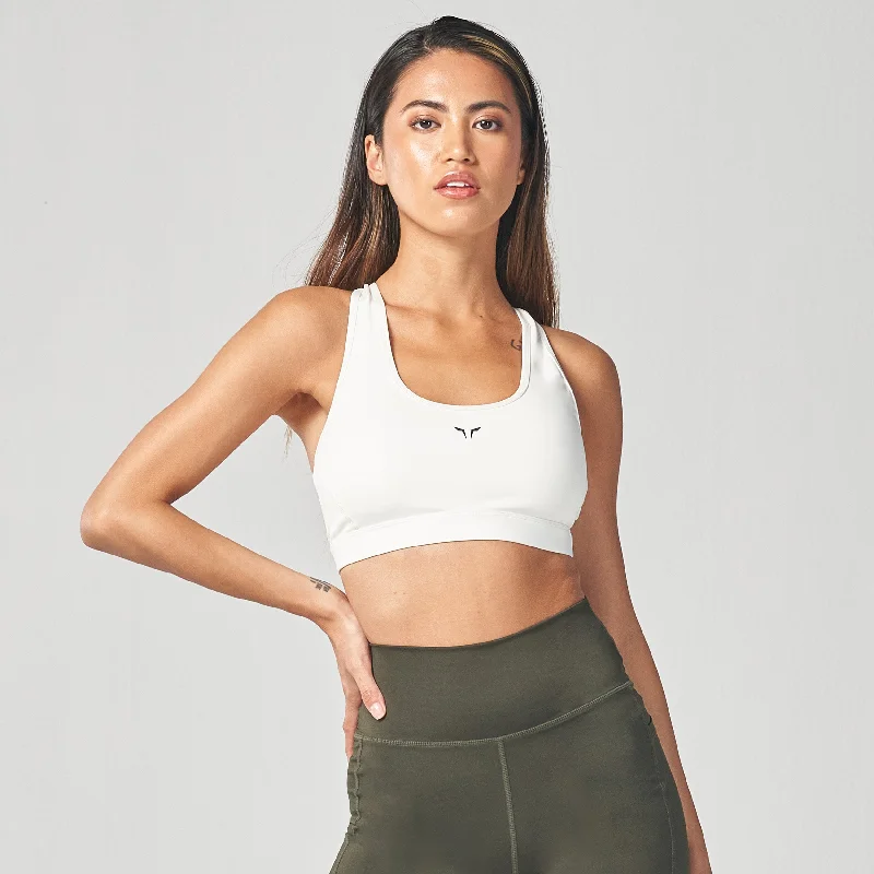 post - surgery women sport bra for support and comfortEssential Medium Impact Bra - Pearl White post - surgery women sport bra for support and comfortEssential Medium Impact Bra - Pearl White