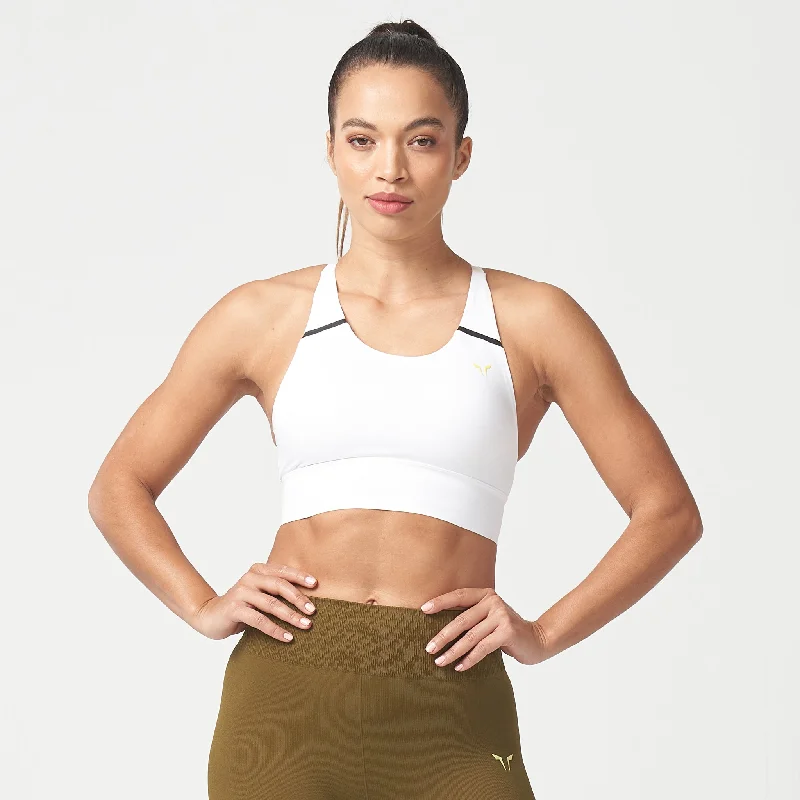 petite medium impact women sport braLAB360° Y-Back Bra - White