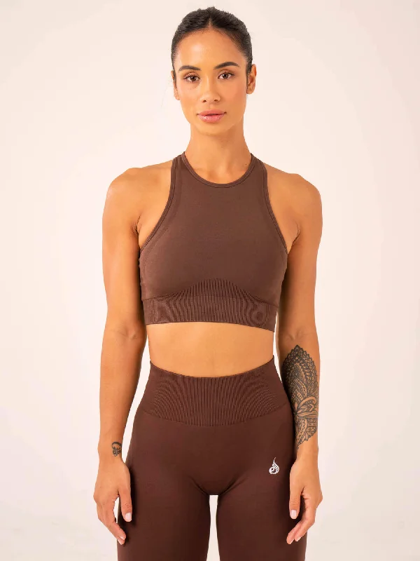 printed women sport bra with geometric patternsLift Seamless High Neck Sports Bra - Chocolate printed women sport bra with geometric patternsLift Seamless High Neck Sports Bra - Chocolate
