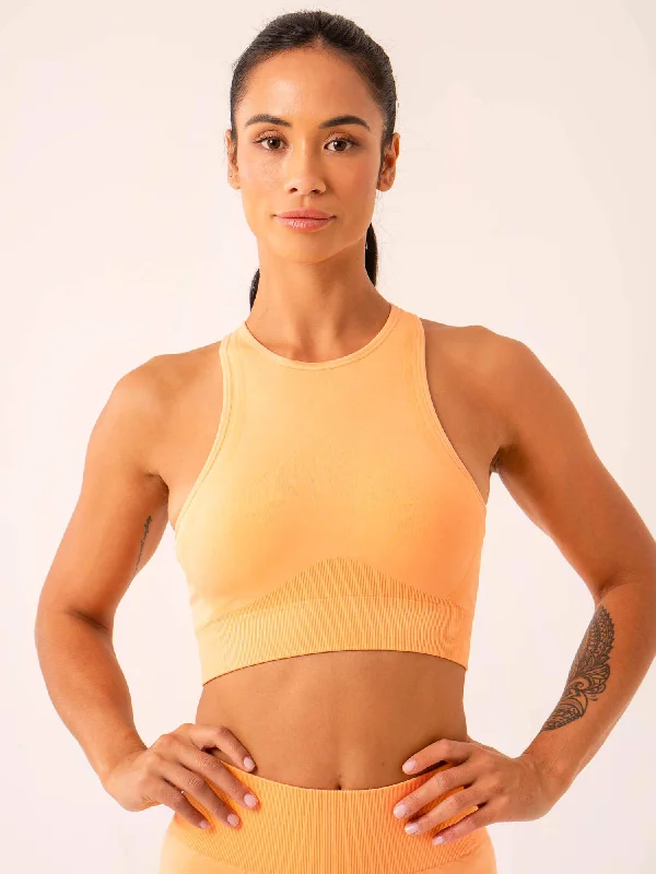 colorful women sport bra for a stylish lookLift Seamless High Neck Sports Bra - Mango colorful women sport bra for a stylish lookLift Seamless High Neck Sports Bra - Mango