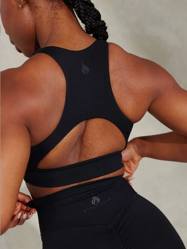 eco - friendly women sport bra made from recycled materialsNKD Embody Sports Bra - Black eco - friendly women sport bra made from recycled materialsNKD Embody Sports Bra - Black
