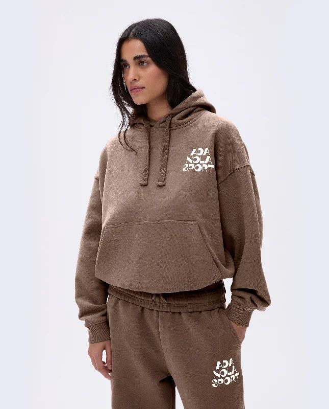unpadded women sport bra for a natural feelRetro Relaxed Hoodie - Pebble Brown/Marshmallow White unpadded women sport bra for a natural feelRetro Relaxed Hoodie - Pebble Brown/Marshmallow White
