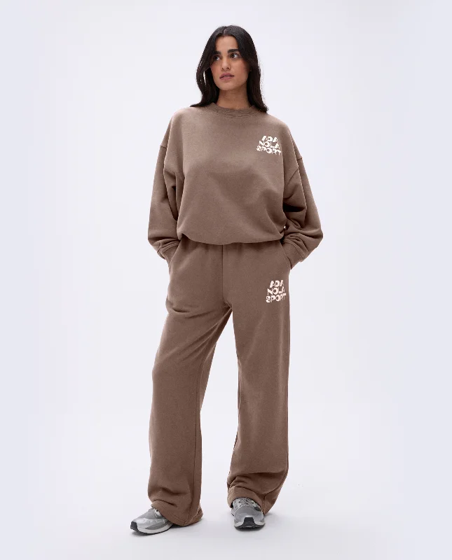 unpadded women sport bra for a natural feelRetro Straight Leg Sweatpants - Pebble Brown/Marshmallow White unpadded women sport bra for a natural feelRetro Straight Leg Sweatpants - Pebble Brown/Marshmallow White