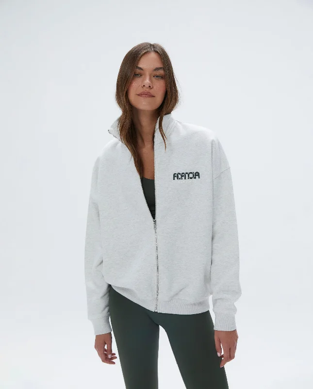 unpadded women sport bra for a natural feelSportswear Oversized Full Zip Funnel Sweatshirt - Light Grey Melange / Dark Olive