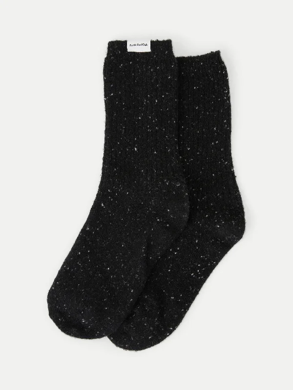 Printed women's cotton blend ankle socks for summer​The Chunky Donegal Winter Socks in Black