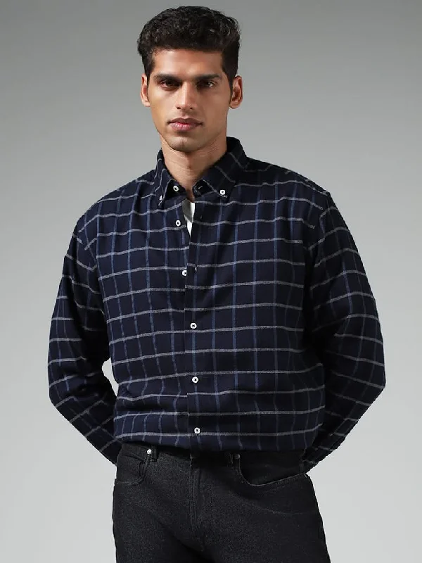 Women's pants for family gatherings Embroidered women jeans with intricate patterns Ascot Navy Checked Relaxed-Fit Shirt Women's pants for family gatherings Embroidered women jeans with intricate patterns Ascot Navy Checked Relaxed-Fit Shirt