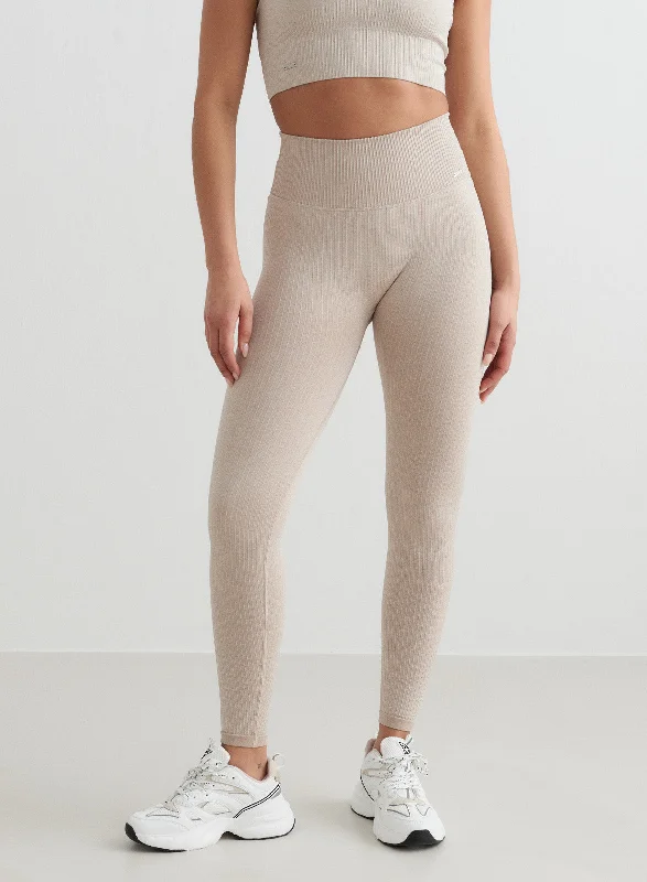 women tights with a blend of spandex for stretchBeige Ribbed Seamless Tights
