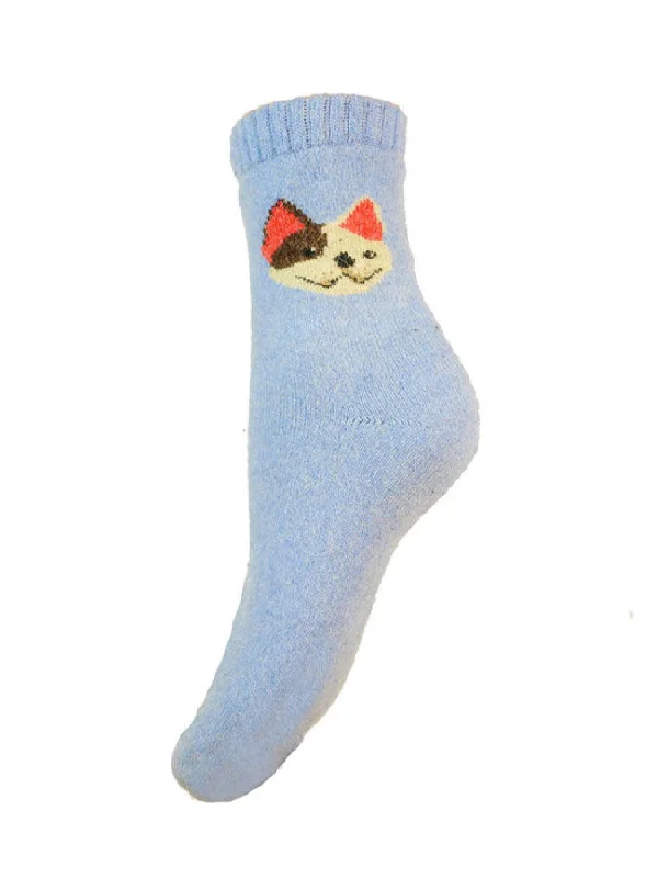 women tights with a diamond - pattern for a sophisticated styleBlue Wool Blend Sock With Dog Face
