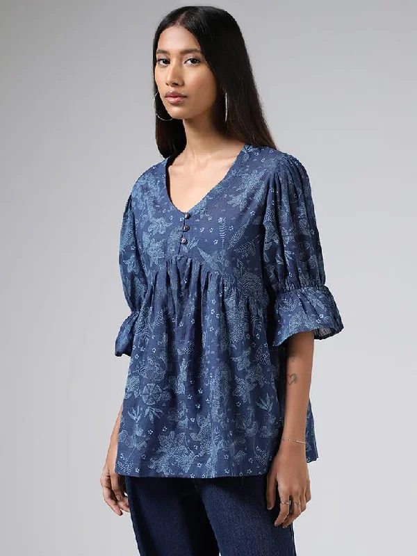 Women's discounted work pants Cargo women jeans with multiple pockets for added functionality Bombay Paisley Blue Floral Printed Pleated Cotton Top Women's discounted work pants Cargo women jeans with multiple pockets for added functionality Bombay Paisley Blue Floral Printed Pleated Cotton Top