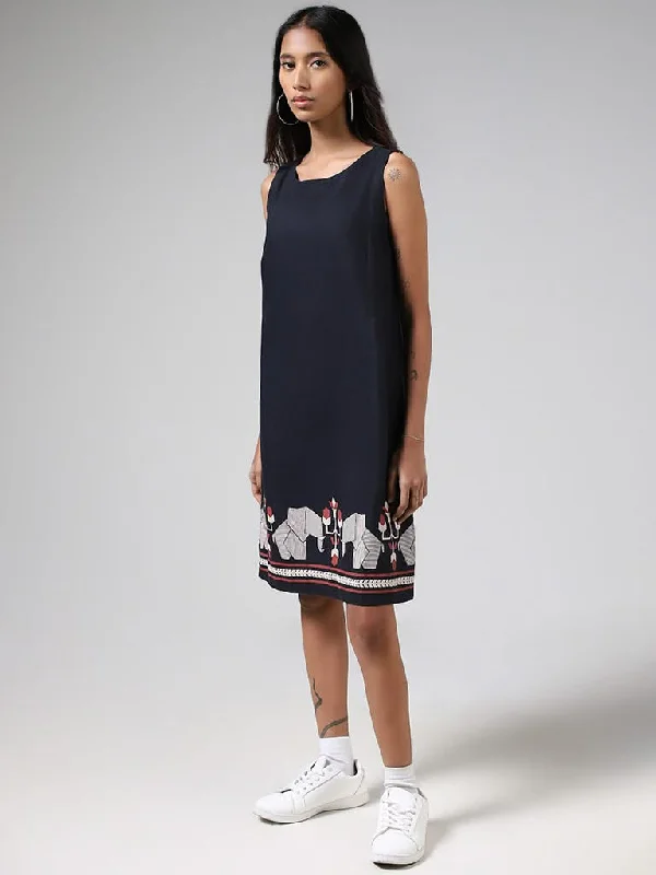 Women's polka - dot dressy pants Distressed women jeans for a trendy and edgy look Bombay Paisley Navy Geometric Printed Blended Linen Dress Women's polka - dot dressy pants Distressed women jeans for a trendy and edgy look Bombay Paisley Navy Geometric Printed Blended Linen Dress