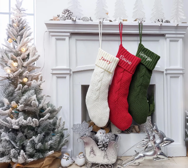 Cable - knit knee - high stockingsChunky Cable Knit Christmas Stockings | Aran Isle Knit Red Green Ivory Premium Knitted Modern Double Sided Personalized Embroidery Name Cable - knit knee - high stockingsChunky Cable Knit Christmas Stockings | Aran Isle Knit Red Green Ivory Premium Knitted Modern Double Sided Personalized Embroidery Name