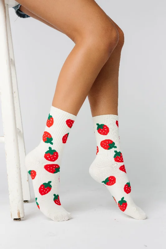 women tights with a blend of spandex for stretchCove Strawberries Crew Sock