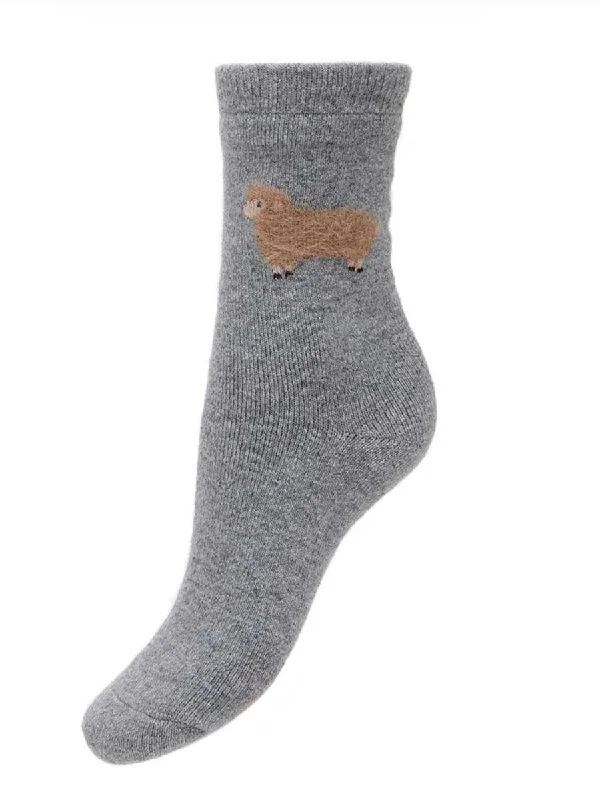 women tights made of cotton for breathabilityGrey Wool Blend Socks With Fluffy Sheep