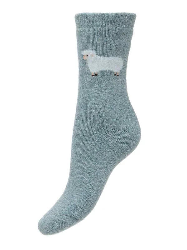 pastel - colored women tights for a soft aestheticLight Blue Wool Blend Socks With Fluffy Sheep