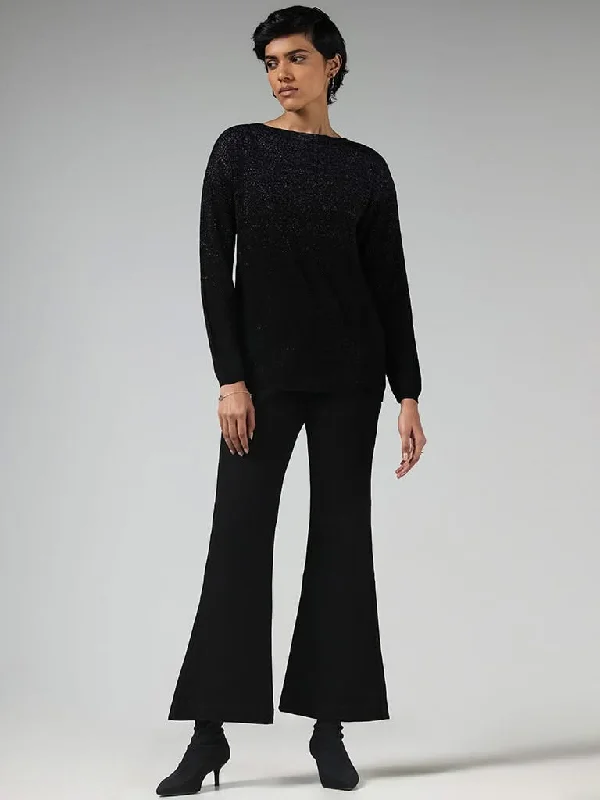 Women's expensive designer pants Dark - wash women jeans for a sophisticated and slimming effect LOV Black Sequin Sweater Women's expensive designer pants Dark - wash women jeans for a sophisticated and slimming effect LOV Black Sequin Sweater