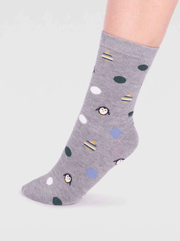 Women's cashmere - soft toe - less socks for slippersNeva Bamboo Penguin Sock - Grey Marle Women's cashmere - soft toe - less socks for slippersNeva Bamboo Penguin Sock - Grey Marle