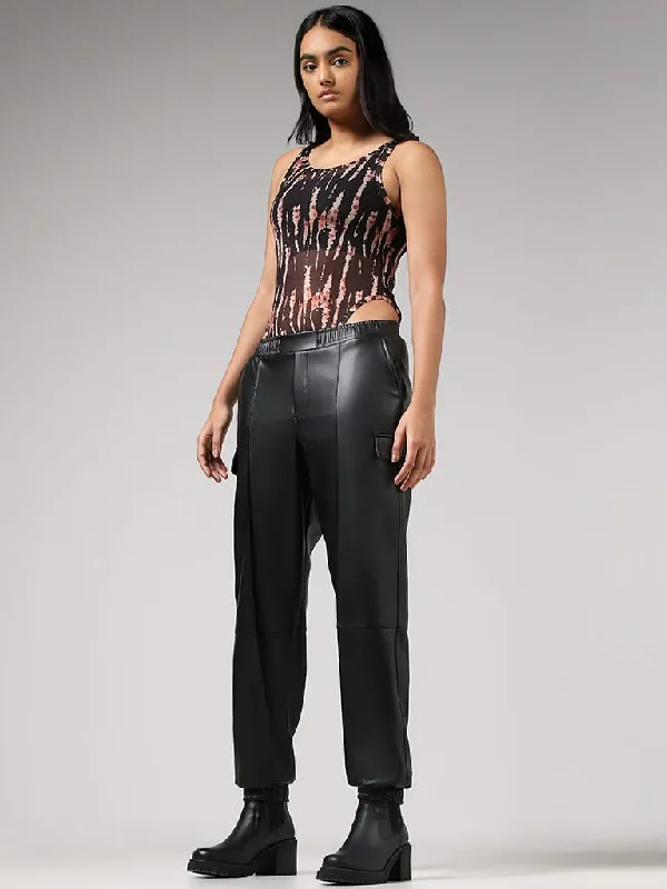 Women's sequined party pants Mom jeans for a nostalgic and casual look Nuon Black Leather Cargo Joggers Women's sequined party pants Mom jeans for a nostalgic and casual look Nuon Black Leather Cargo Joggers