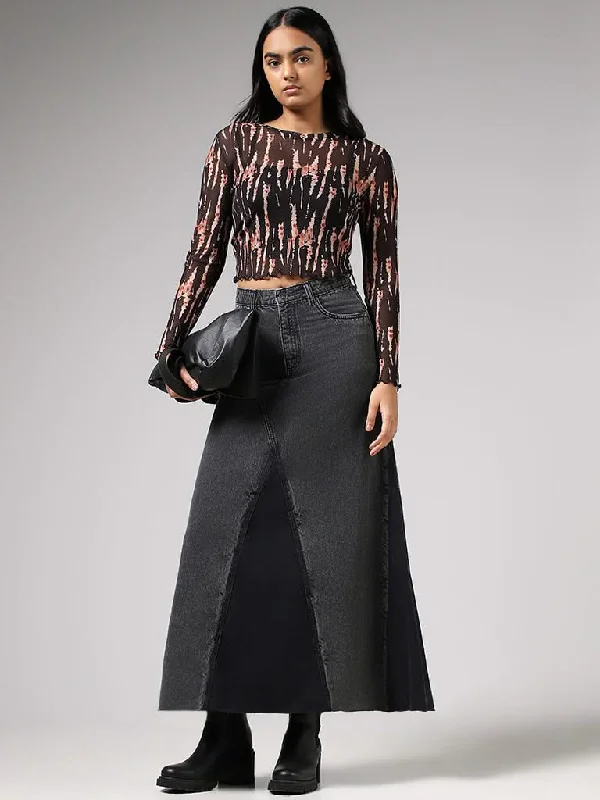 Women's lace - trimmed evening pants Light - wash women jeans for a fresh and summery appearance Nuon Grey Pleat Accent Denim Maxi Skirt Women's lace - trimmed evening pants Light - wash women jeans for a fresh and summery appearance Nuon Grey Pleat Accent Denim Maxi Skirt