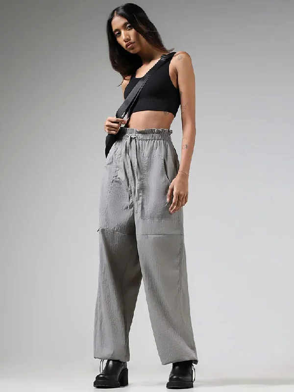 Women's tassel - adorned boho pants Embellished women jeans with studs or rhinestones for a glamorous touch Nuon Solid Grey Paperbag Joggers Women's tassel - adorned boho pants Embellished women jeans with studs or rhinestones for a glamorous touch Nuon Solid Grey Paperbag Joggers