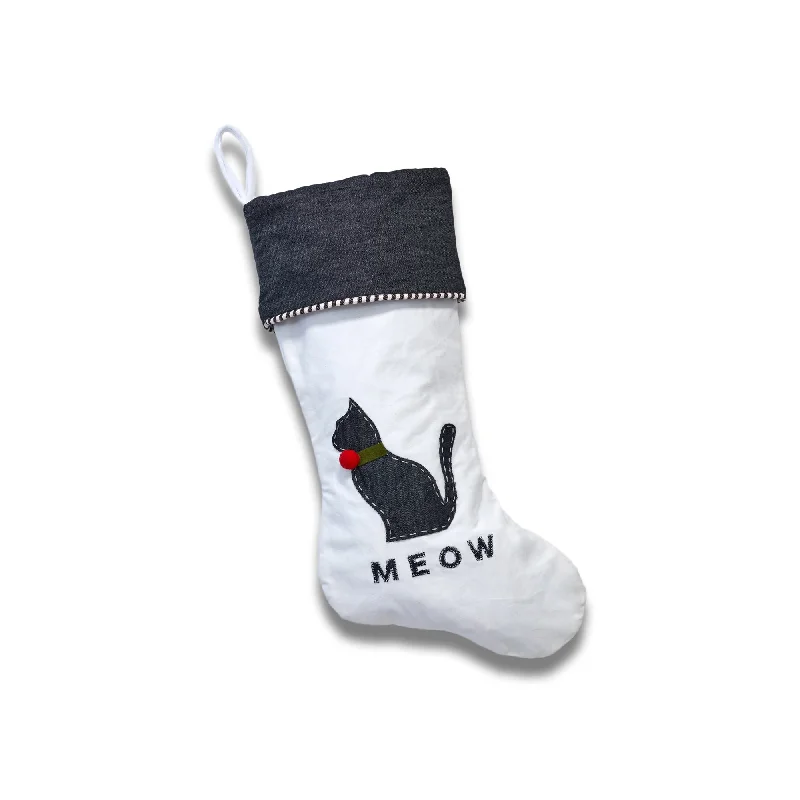 Water - resistant outdoor stockings​Our 'Meow' Stocking With Christmas Collar