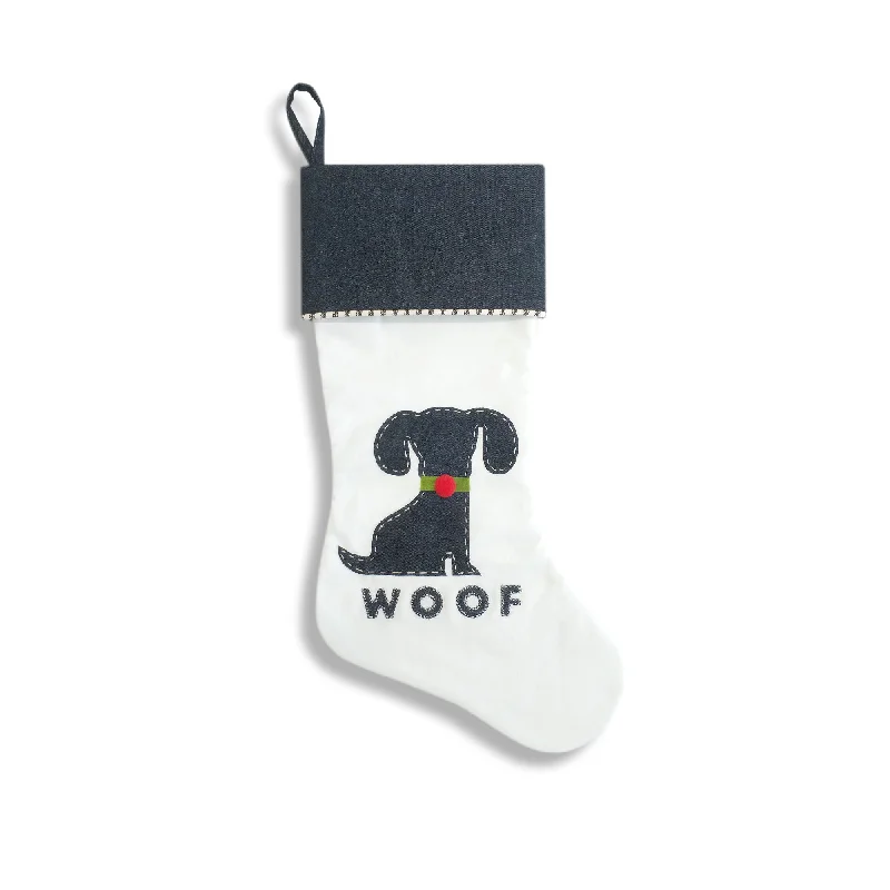 Washable faux fur - trimmed stockings​Our Woof Stocking With Christmas Collar