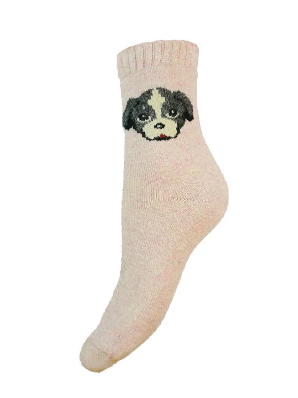 women tights with a seamless toe for extra comfortPink Wool Blend Sock With Dog Face