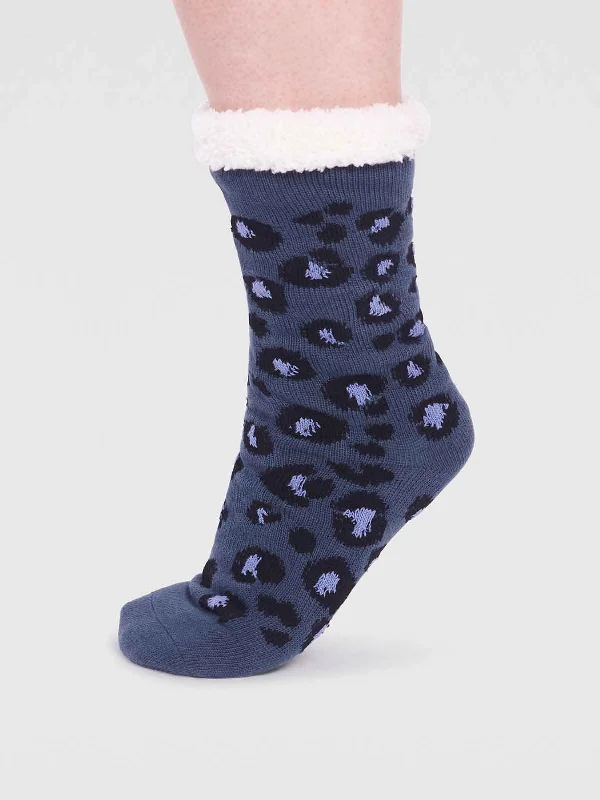 Velvet - touch women's acrylic socks for winter wearSabel Organic Cotton Animal Cabin Sock - Slate Blue Velvet - touch women's acrylic socks for winter wearSabel Organic Cotton Animal Cabin Sock - Slate Blue