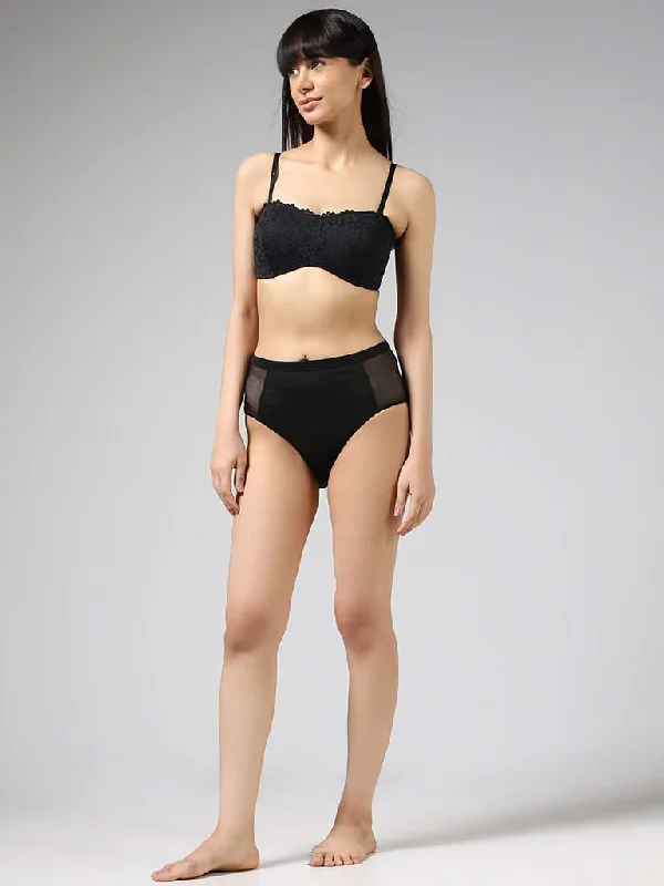 Women's one - piece jumpsuit pants Embroidered women jeans with intricate patterns Superstar Black Floral Lace Bandeau Bra Women's one - piece jumpsuit pants Embroidered women jeans with intricate patterns Superstar Black Floral Lace Bandeau Bra